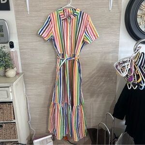 Pride by Target Multi colored striped rainbow short sleeve maxi dress size M